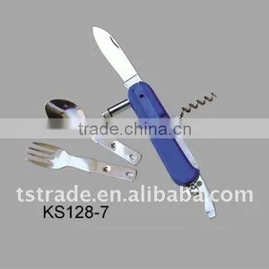 2014 Picnic Pocket Stainless Steel Multi Outdoor Barbecue Tool Set Tableware(KS128-7) thumbnail-1