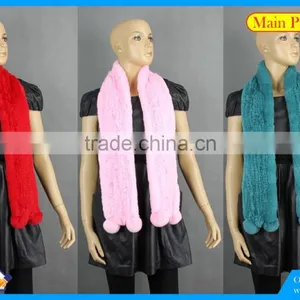 High Quality Knitted Rex-Rabbit Scarf, Real Fur,soft thumbnail-2