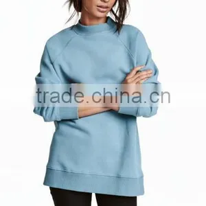 Custom Clothing Cheap Plain Blank Blue Womens Oversized No Hooded Sweatshirt Pullover No Brand Name Hoodies thumbnail-2