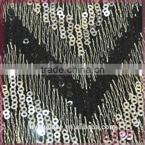 New Arrival V-shape Design Wholesale Cheap Sequin Lace Fabric for Party Dress thumbnail-5