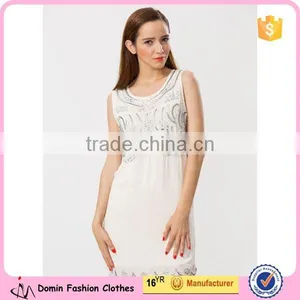 2015 New Design Sleeveless Embellished Shift Dress With Scallop Hem thumbnail-1