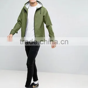 Custom Best Price High Quality New Design Durable 100% Polyurethane Smooth Drawstring Hood Green Casual Men Wind Jacket thumbnail-4