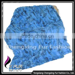 CX-D-11H Top Quality Home/Hotel Carpet Patchwork Rabbit Fur Fur Throw Blanket thumbnail-1