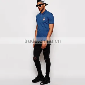Navy Blue Embroidery Logo Custom Polo Shirt PS0111A thumbnail-3