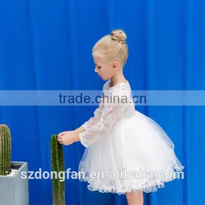 Baby Girls Fall Lace Long Sleeve White Tutu Dress thumbnail-2