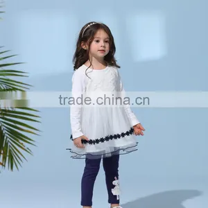 2017 Newest Autumn and Spring Long-sleeve Appliques Lace Trim Baby Girl Dress thumbnail-1