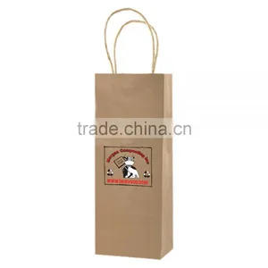 USA Made Natural Kraft Shopping Bag - Dimensions Are 5.25" x 3.25" x 13" and Comes With Your Logo. thumbnail-1