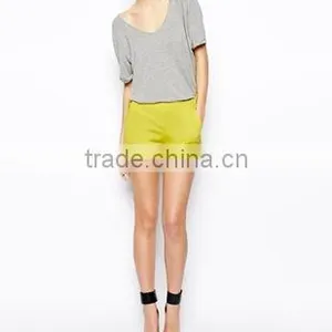 Yellow High Waist Linen Shorts Women Oem Shorts thumbnail-1
