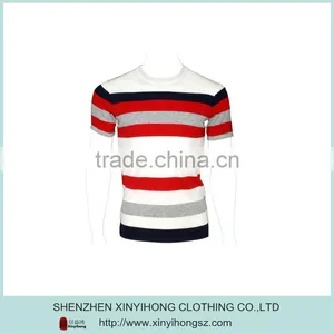 Plus Size Natural Cotton Stripe Short Sleeve Knitwear Fabric thumbnail-1