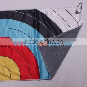 High Quality Custom Sublimated Microfiber Golf Towel With Hook Wholesale thumbnail-2