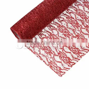 Organza Jewelry Gift Flower Wrapping Red Glitter 48cm,1Roll thumbnail-1