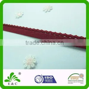 Popular Wine Red Knitted Elastic Webbing Picot Elastic Tape thumbnail-1