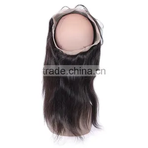 Factory Price 360 Degree Bond Lace Closure Virgin Brazilian Hair 22"*4"*2" Straight 360 Lace Frontal Closure With Baby Hair thumbnail-1