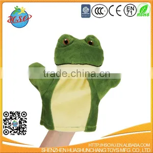 11" Handmade Cuddly Softy Velour Plush Cute Green Grog Hand Puppet Toy for Kid Play thumbnail-1