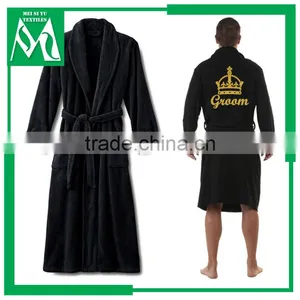 Xxl Mens Pipping Robes Velour Fabric thumbnail-1