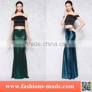 Ladies Sexy Maxi Long Shiny Mermaid Skirts Fish Scale Dress thumbnail-1