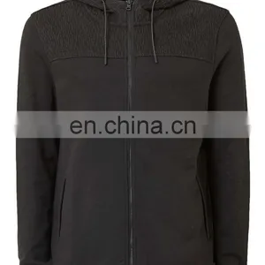 Mens Side Pockets Flecked Shoulder Black Hoodie thumbnail-4