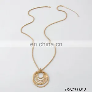 Latest Jewelry Design Long Snake Chain Worn Gold Silver Multi-circle Pendant Necklace Wholesale thumbnail-4