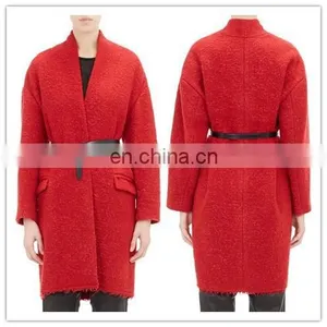 Women Fashion Long Sleeve Woolen Coat With Belt (NT208) thumbnail-1