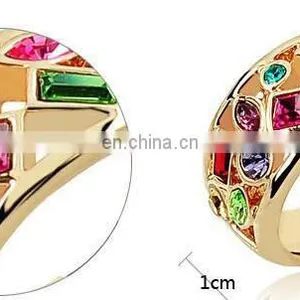 Fashion Thumb Forefinger Middle Finger Rings for Men Women Unisex With Austrian Crystal Gold Plated thumbnail-5
