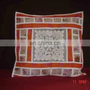 Indian Hand Embroidered Silk Cushion Cover thumbnail-1