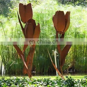 Garden Art Realistic Rose Corten Steel Sculpture thumbnail-2