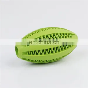 Non-Toxic Soft Tooth Cleaning and IQ Training Rubber Dog Toys Pet Rugby Ball thumbnail-2