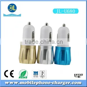 2nd USB Vehicle Auto Car Charger With 2A 2000mA 1000mA Output in Colorful Design Matel Cover thumbnail-1