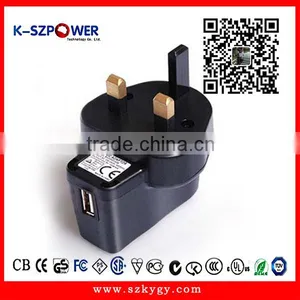 2016 F-series 5W K-050800 Power Adapter USB Charger 5V 800ma UK Plug With CE UL thumbnail-1
