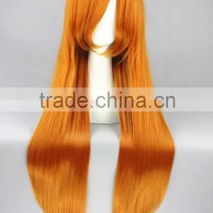 High Quality 80cm Long Straight Orange Wigs EVA Soryu Asuka Langley Cosplay Hair Wigs Synthetic Anime Wig Party Wig thumbnail-3