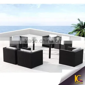 White Wicker Sofa Set Two Long Chairs and One Table Cheap Sofa Bed thumbnail-3
