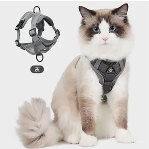 New Reflective Pet Harness Vest Breathable Polyester Pet Leash for Dogs & Cats Adjustable Walking Lead With Padded Straps thumbnail-1
