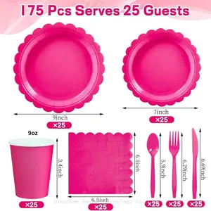 Light Pink Lace Disposable Tableware - for Baby Shower & Birthday Party Supplies thumbnail-5