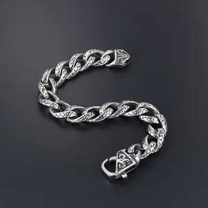 Stainless Steel Leopard Print Bracelet for Men,Titanium Steel Cast Bracelet, Retro Hiphop Jewelry Gift to Husband Father Dad thumbnail-3