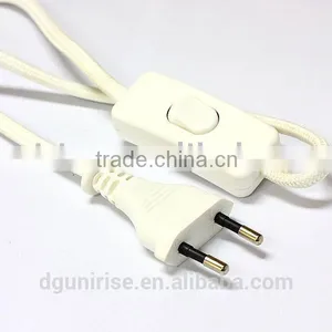 White VDE Textile Braided Cable With Switch thumbnail-1