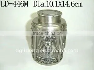 Elegant Cylinder Polished Metal Tea Can thumbnail-1