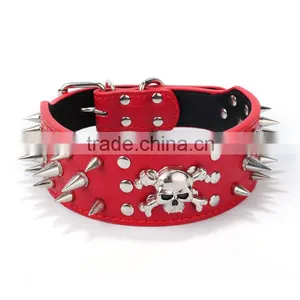 Wholesale Dog Chain Nails Skulls Multi Color pu Leather Dog Collar thumbnail-1