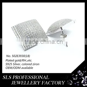 2015 Fancy American Style AA Zircon Micro Pave 925 Silver Rhodium Plated Butterfly Push Stud Earrings thumbnail-4