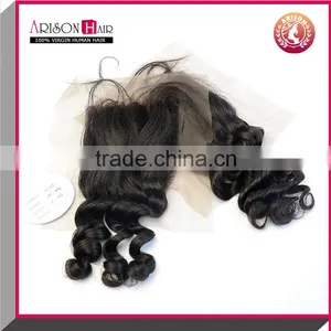 Wholesale 7A Grade Cheap Human Hair Lace Closure Bleached Knots Free Parting Brazilian Hair Closure Piece thumbnail-1