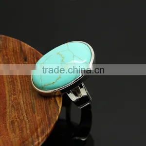 RG1031Wholesale Oval Turquoise Adjustable Ring,Bezel Gem Ring thumbnail-2