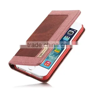 Caseme Jean Series Waterproof Woven Fabrics Case for Iphone SE/5/5S With Inner Card Slot Holder Wallet Flip Case for Iphone se thumbnail-2