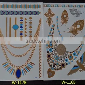 Blue Metallic Tattoo Ink Newest Temporary Gold Silver Tattoos 15*20CM thumbnail-3