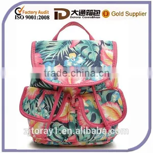 Floral Canvas Custom Printed Backpack Drawstring School Bag Teens thumbnail-1