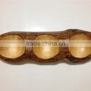 Wooden Peas Plate Fashion Creative Wooden Lattice Points Candied Candy Dessert Dish Dried Fruit Nuts Bowl thumbnail-2