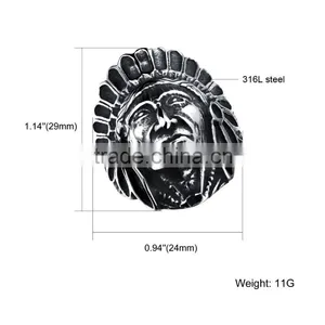 2016 Hot Selling Old Fashiones 316L Stainless Steel Indian Ring for Souvenir thumbnail-6