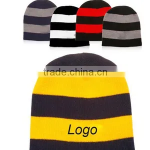 Acrylic Knit Striped Beanie thumbnail-1