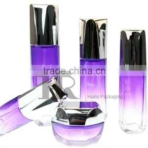 Purple Empty Glass Bottle Fancy Glass Bottle Lotion Bottle Cream Jar Unique Shape thumbnail-1