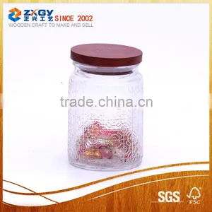 Home Storage Airtight Wooden Lid Glass Canister thumbnail-1