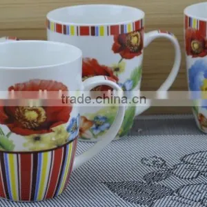 11OZ Flowers Decal Printed Coffee Cups, Shiny Surface New Bone China Mug, KL5004-348 thumbnail-1