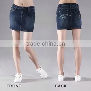 B2B Embroidered Short Denim Skirts for Ladies thumbnail-1